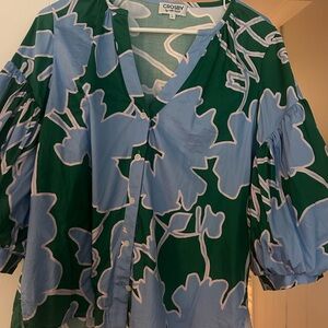 crosby. Green and Blue Graphic Blouse Relaxed Fit